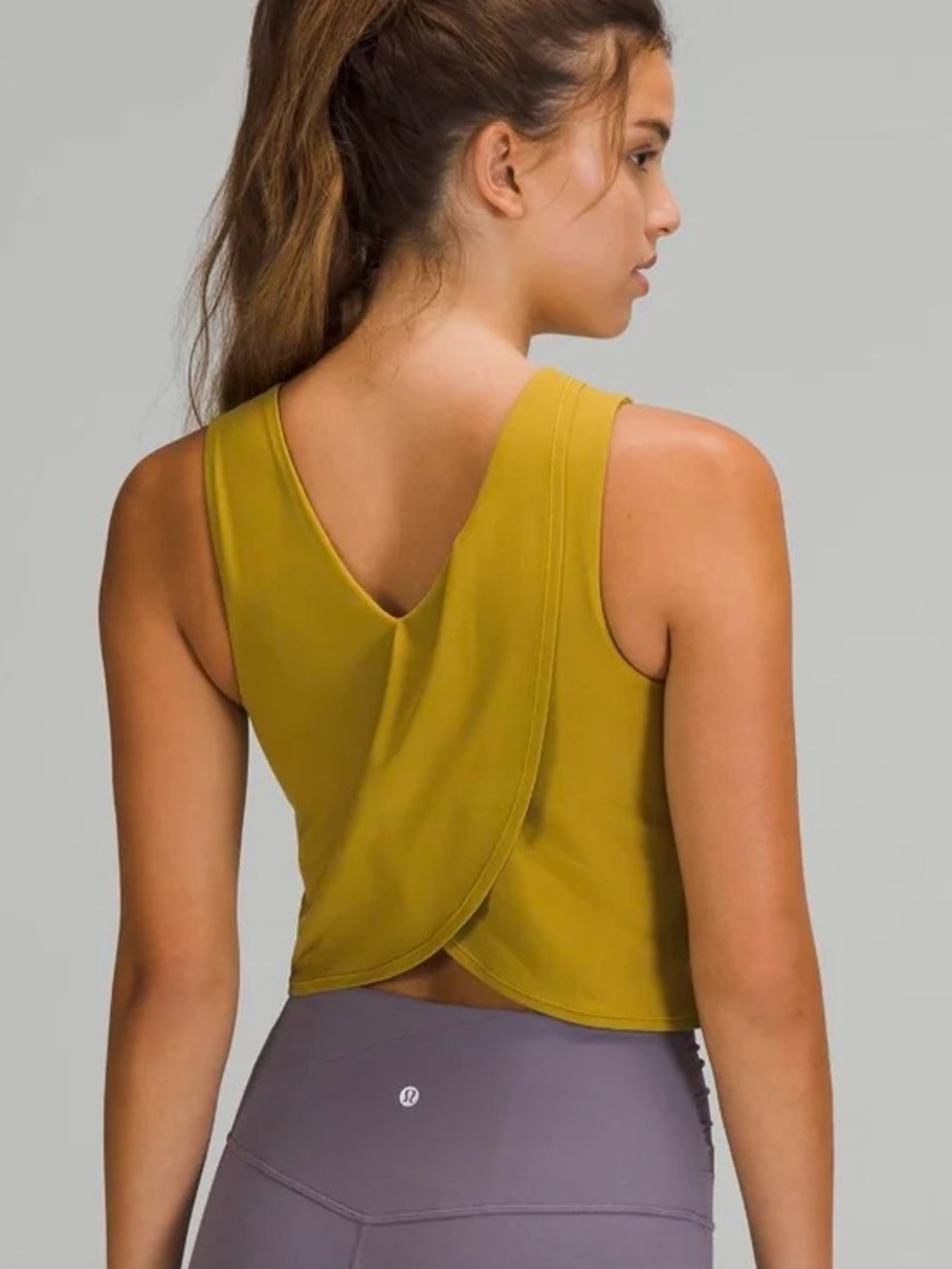 lululemon athletica twist Draped-Back Tank Top in auric gold